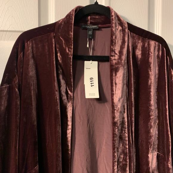 Eileen Fisher Women's Velvet Kimono Jacket Duster Plus Size 2X NEW Casis Pink - Picture 3 of 9
